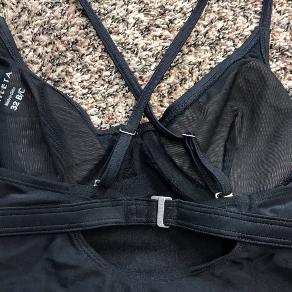 Athleta Smocked Ruched Black Tankini Swim Top Size 32 
B/C | NWT - Picture 4 of 7